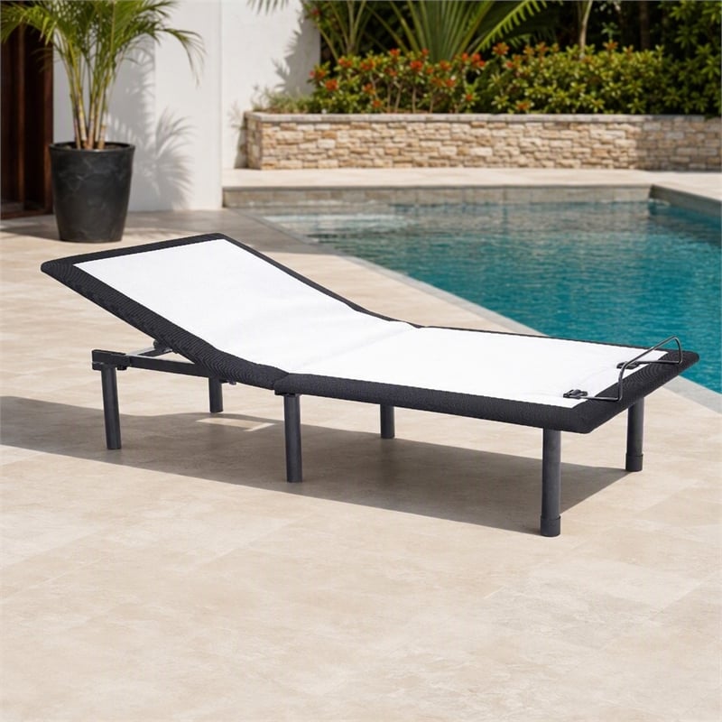 Bowery Hill Adjustable Twin XL Metal Bed Frame in Black