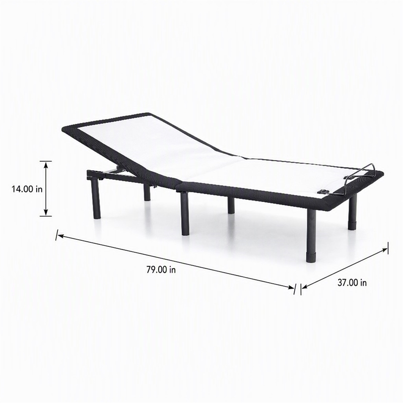 Bowery Hill Adjustable Twin XL Metal Bed Frame in Black
