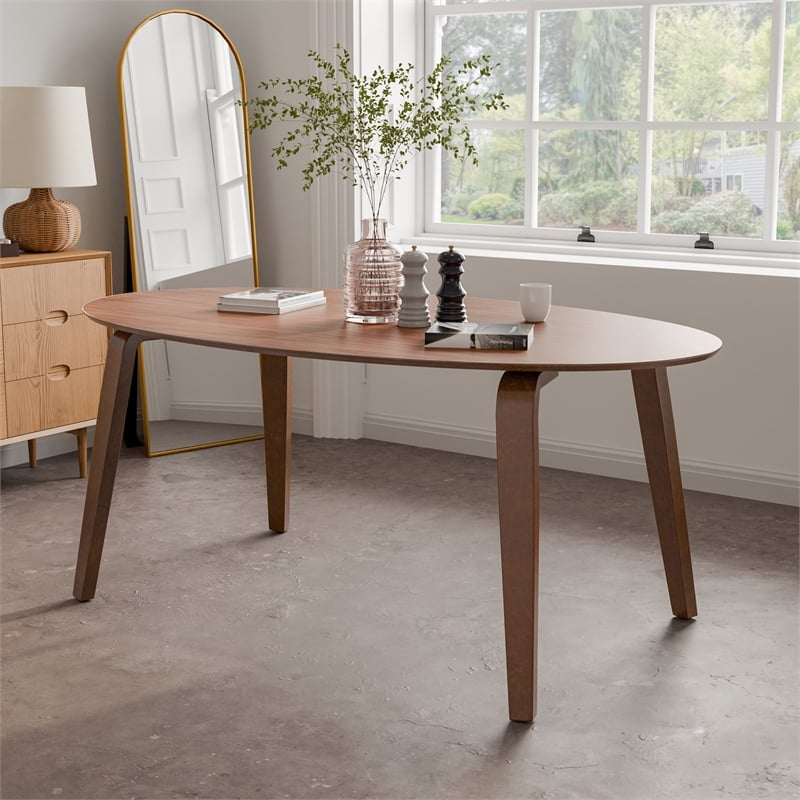 Bowery Hill Oval Solid Wood Dining Table in Walnut Finish