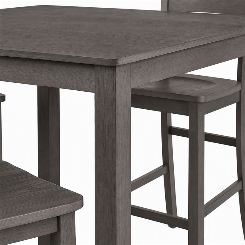 Bowery Hill 5-Piece Rubberwood Counter Height Dining Set in Gray