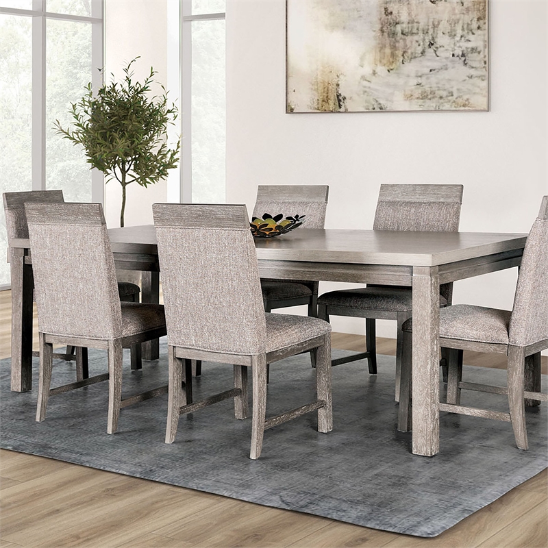 Bowery Hill Wood Two-Tone Dining Table in Gray and Stone Gray Finish