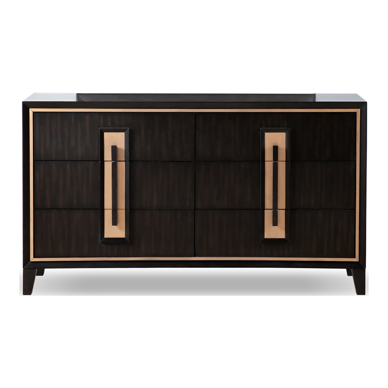 Bowery Hill 6-Drawer Solid Wood Dresser in Espresso Finish