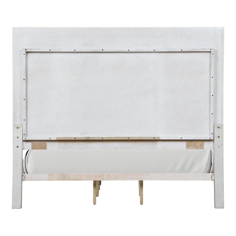 Bowery Hill Ornate Wood King Bed with Silver Accents in White Finish