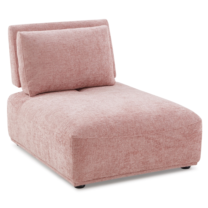 Bowery Hill Chenille and Wood Armless Chair in Pink