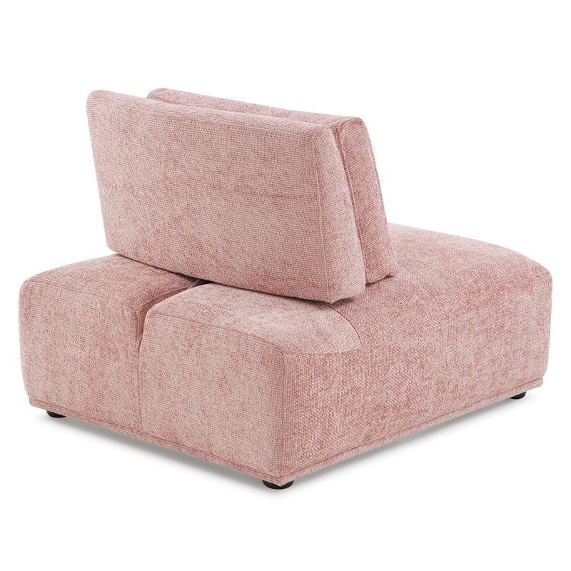 Bowery Hill Chenille and Wood Armless Chair in Pink