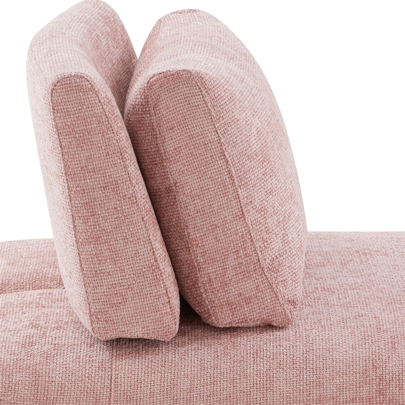 Bowery Hill Chenille and Wood Armless Chair in Pink