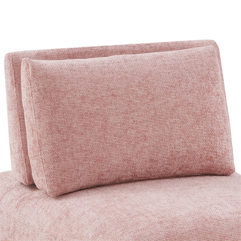 Bowery Hill Chenille and Wood Armless Chair in Pink