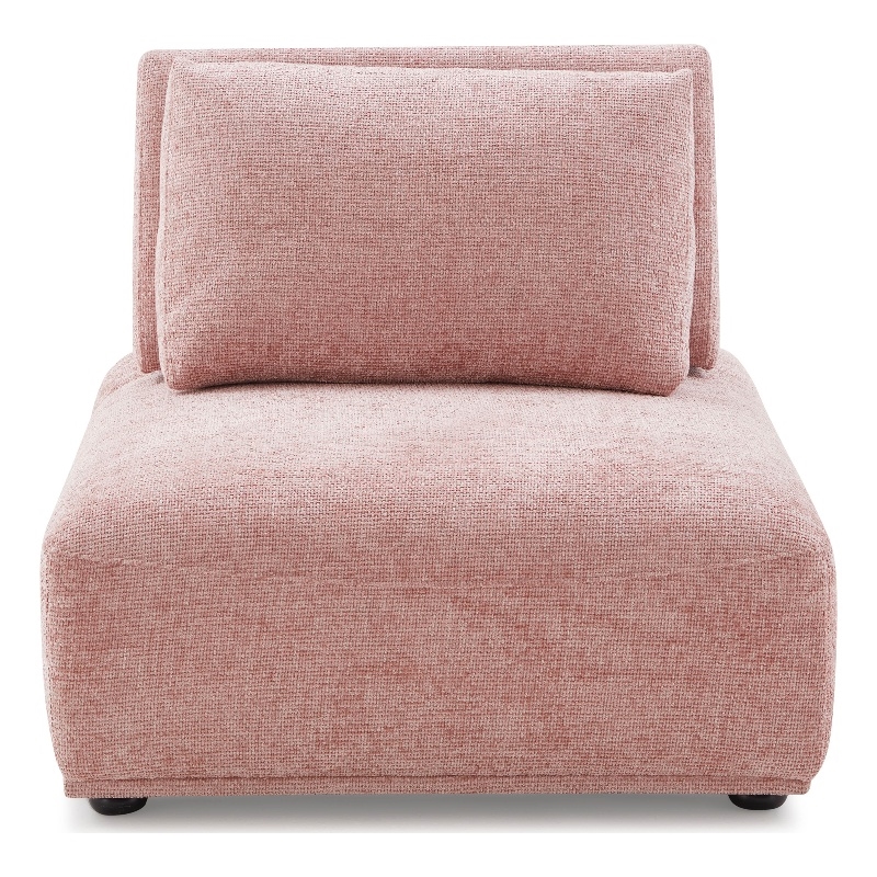 Bowery Hill Chenille and Wood Armless Chair in Pink
