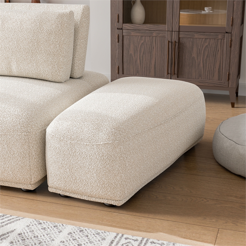 Bowery Hill Boucle Trapezoid Ottoman in Beige