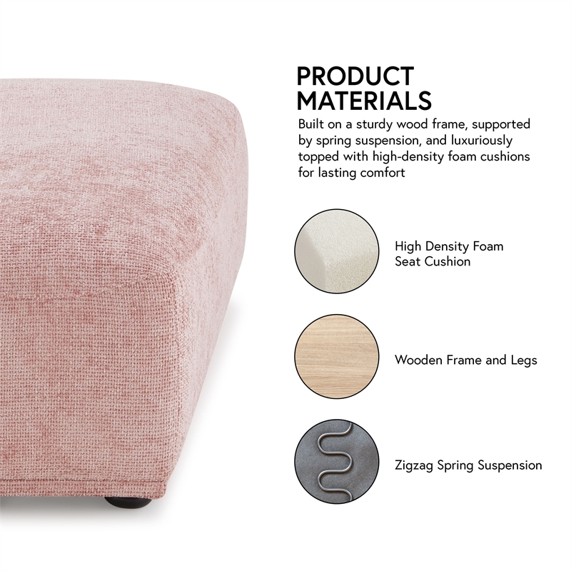 Bowery Hill Boucle Trapezoid Ottoman in Beige