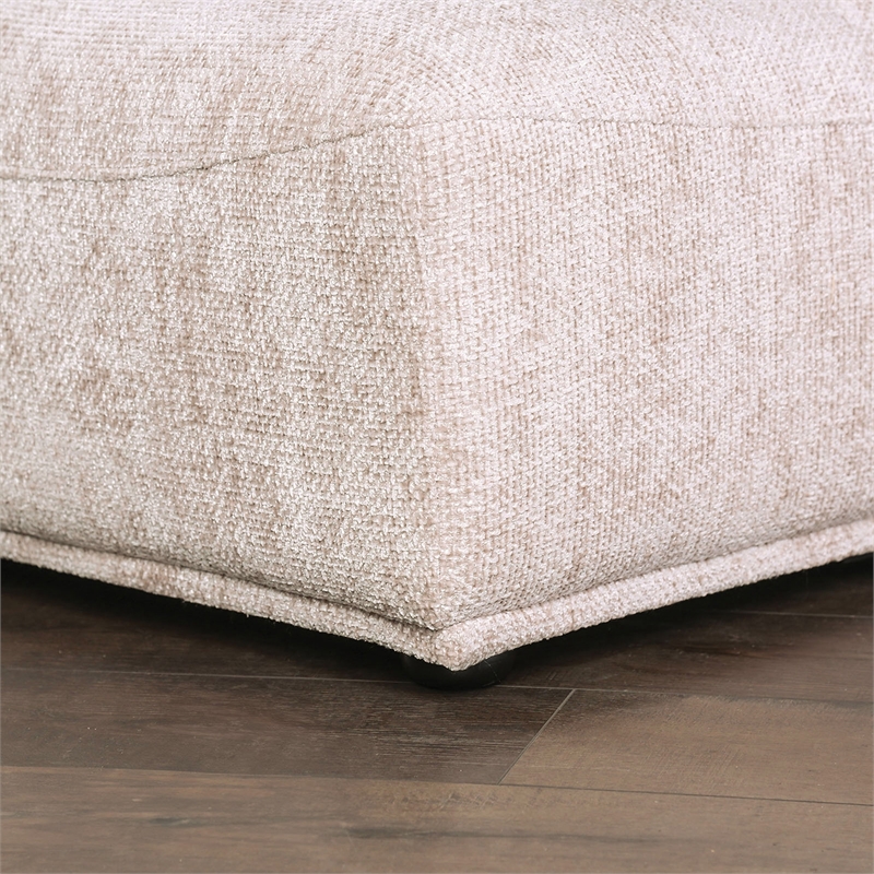 Bowery Hill Chenille Trapezoid Ottoman in Light Brown