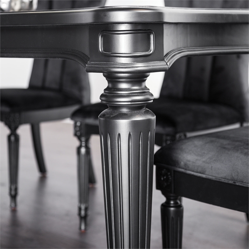 Bowery Hill Wood 84-Inch Dining Table in Black
