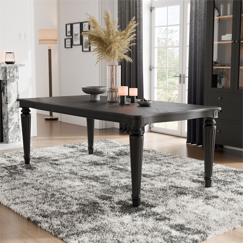 Bowery Hill Wood 84-Inch Dining Table in Black