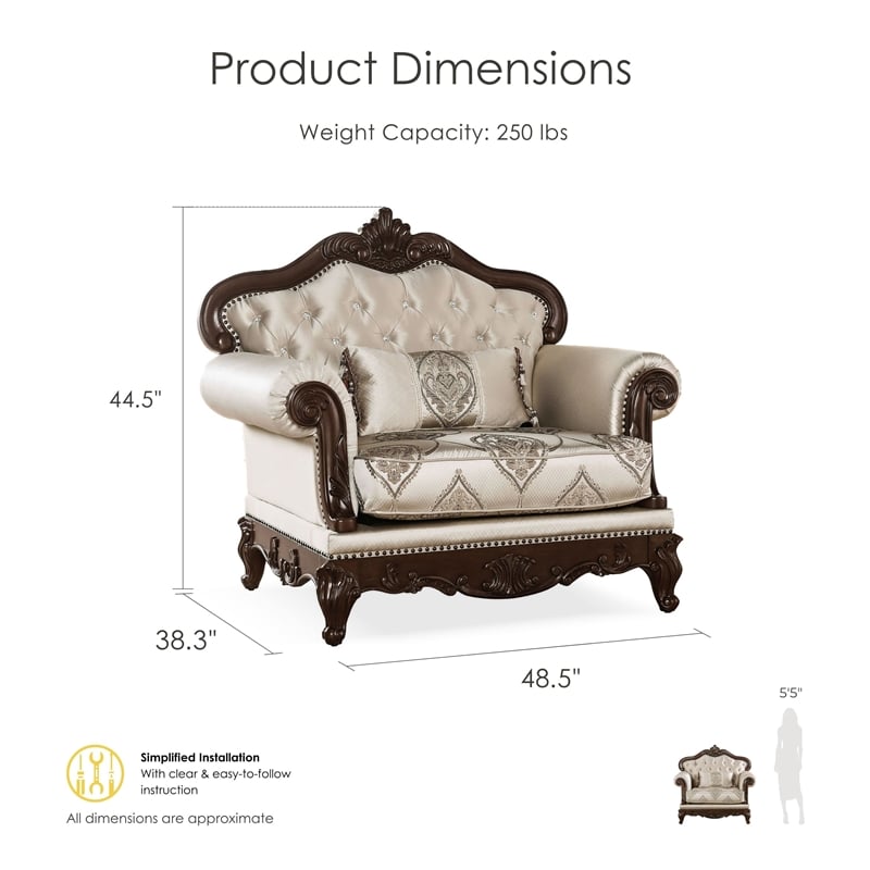 Bowery Hill 3-Piece Beige Fabric Sofa Set with Cherry Wood Details