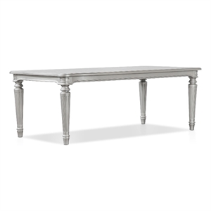 Bowery Hill Wood 84-in Dining Table in Silver Finish with Fluted Legs