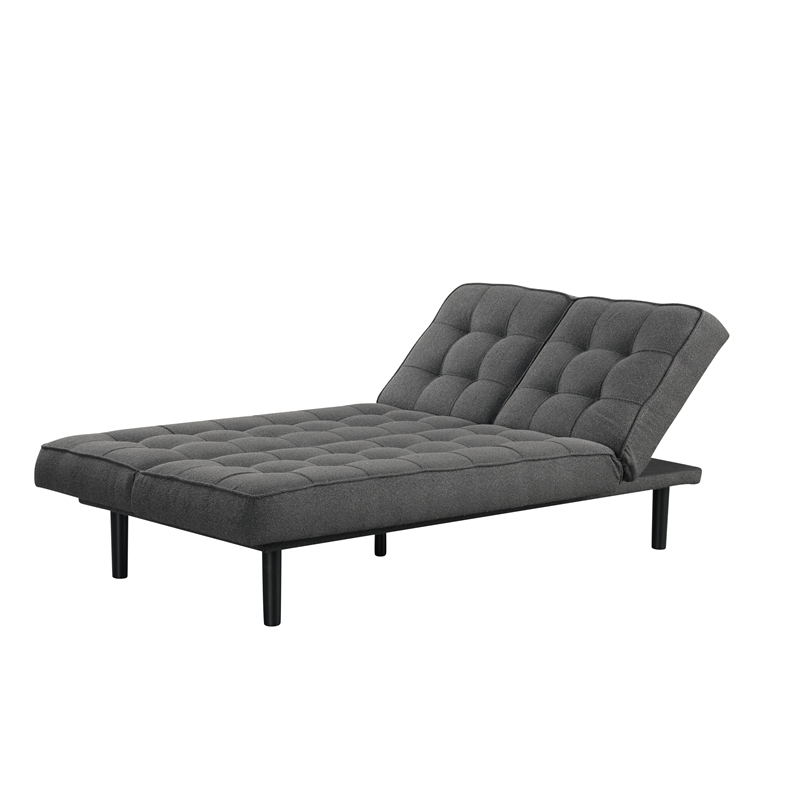 Bowery Hill Fabric and Rubberwood Futon Sofa Bed in Dark Gray
