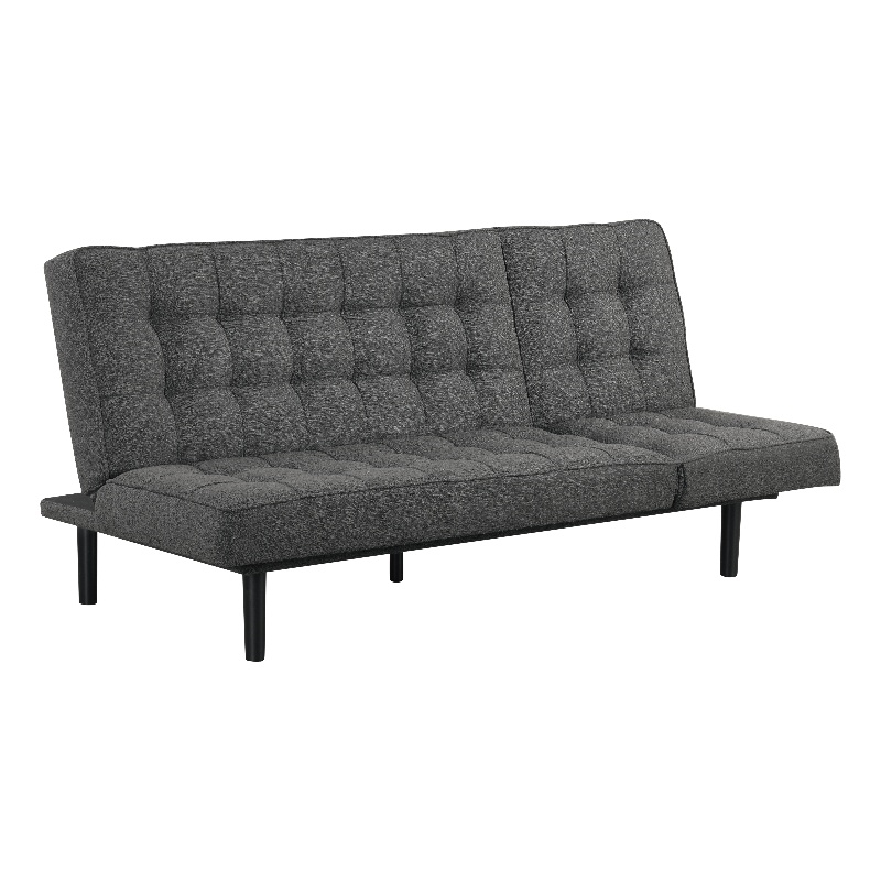 Bowery Hill Fabric and Rubberwood Futon Sofa Bed in Dark Gray