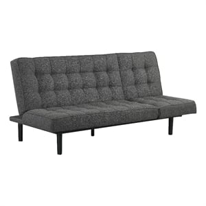 Bowery Hill Fabric and Rubberwood Futon Sofa Bed in Dark Gray