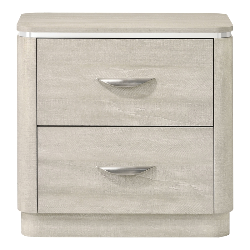 Bowery Hill Solid Wood 2-Drawer Nightstand Rubberwood Dusty Gray Contemporary