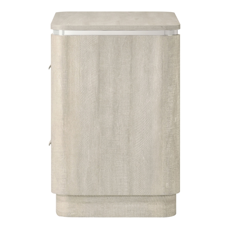 Bowery Hill Solid Wood 2-Drawer Nightstand Rubberwood Dusty Gray Contemporary
