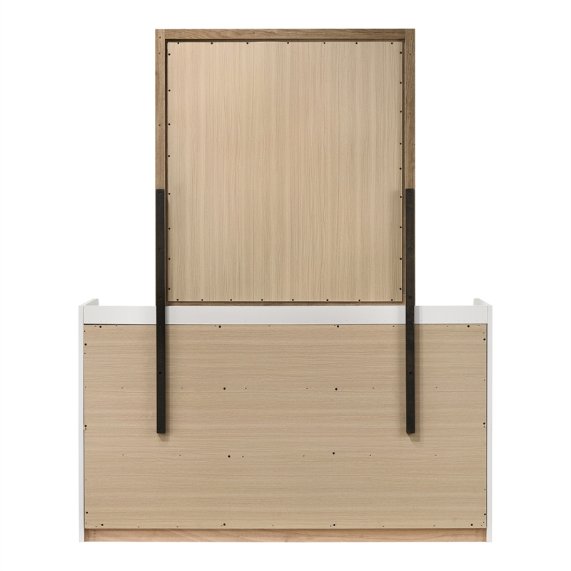 Bowery Hill 2-Piece Dresser and Mirror Set in Dusty Oak and White