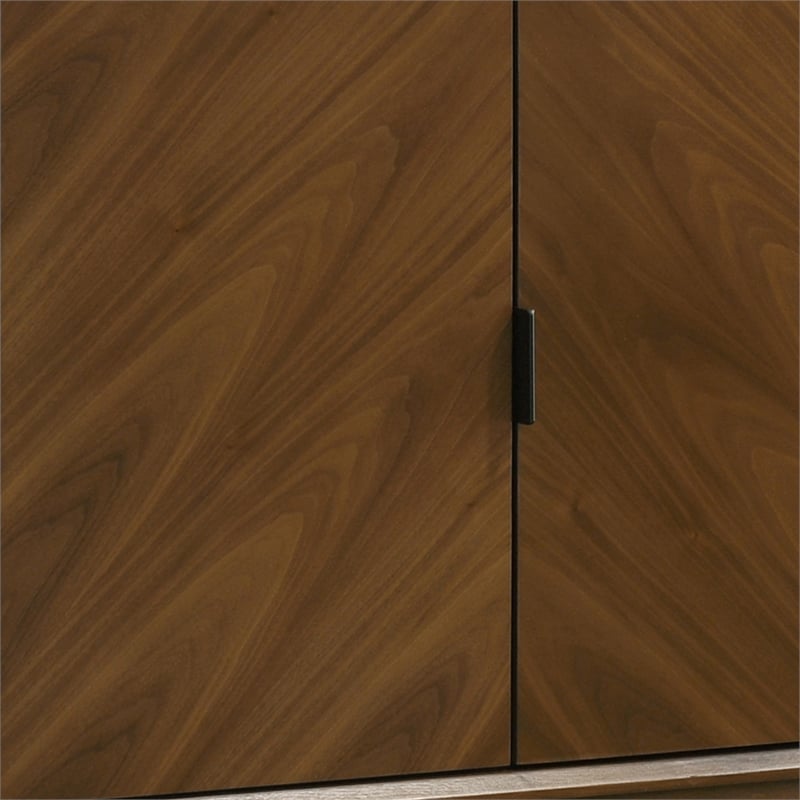 Bowery Hill 8-Cabinet Server in Walnut Rubberwood with Mid-Century Modern Style