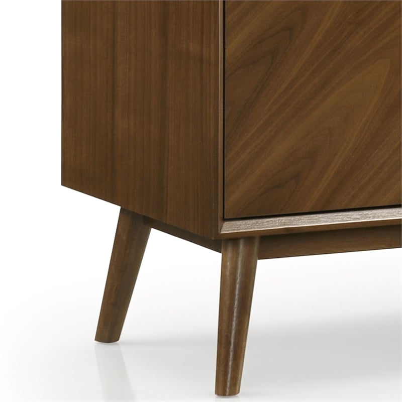 Bowery Hill 8-Cabinet Server in Walnut Rubberwood with Mid-Century Modern Style