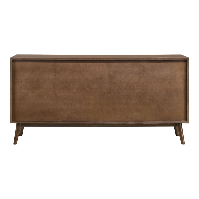Bowery Hill 8-Cabinet Server in Walnut Rubberwood with Mid-Century Modern Style