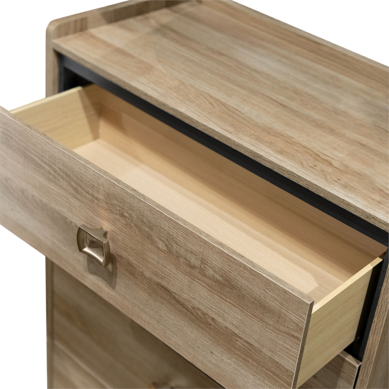Bowery Hill 4-Drawer Chest in Dusty Oak Finish with Dovetail Detail