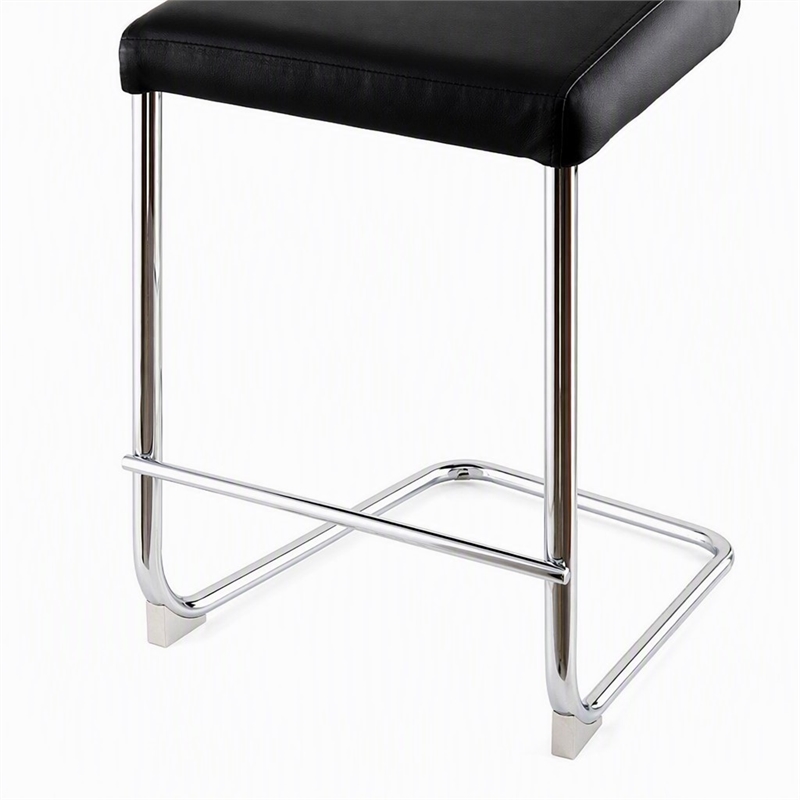 Bowery Hill Faux Leather Counter Height Chairs Set of 2 in Black