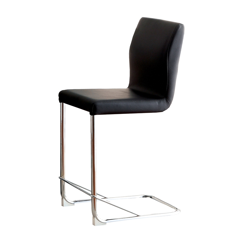Bowery Hill Faux Leather Counter Height Chairs Set of 2 in Black