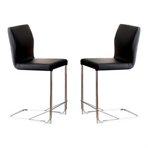 Bowery Hill Faux Leather Counter Height Chairs Set of 2 in Black