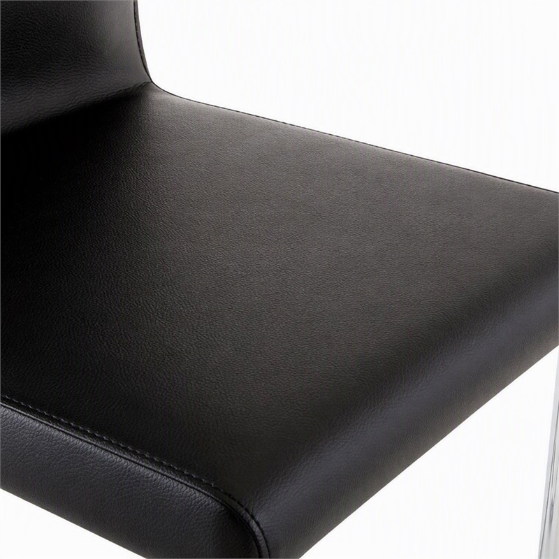 Bowery Hill Faux Leather Counter Height Chairs Set of 2 in Black