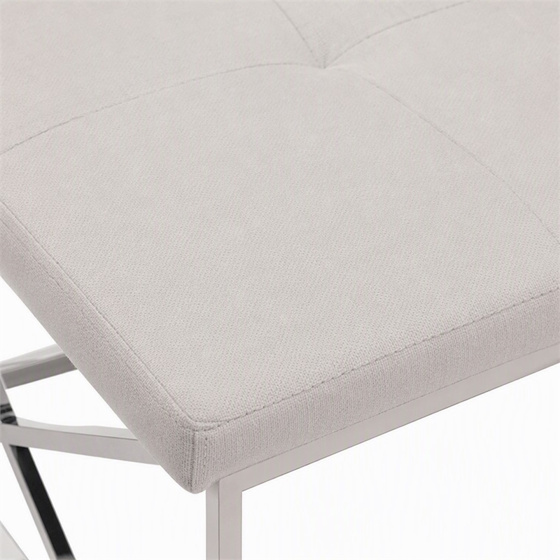 Bowery Hill Contemporary Tufted Faux Leather Bench in White Finish