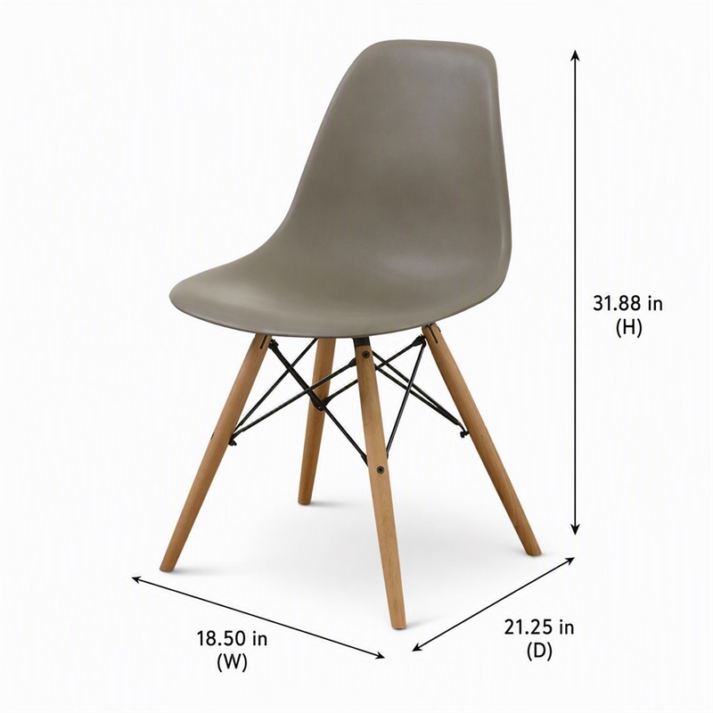 Bowery Hill Mid-Century Modern Plastic Dining Side Chairs Set of 2