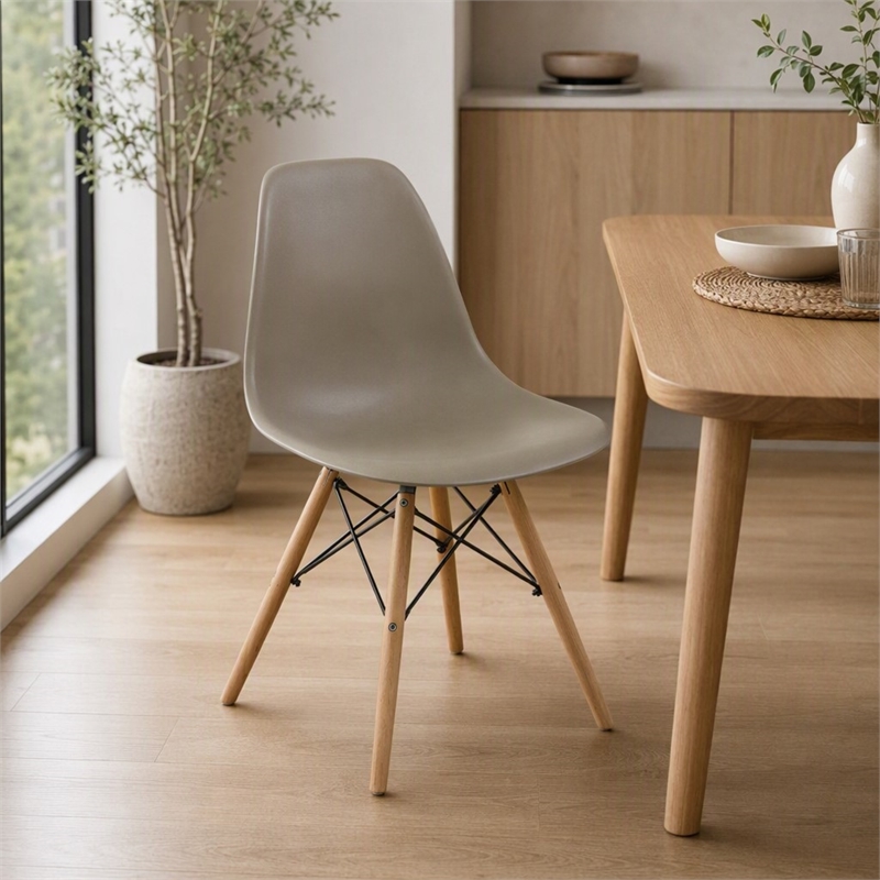 Bowery Hill Mid-Century Modern Plastic Dining Side Chairs Set of 2