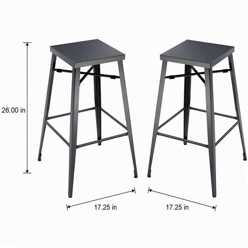 Bowery Hill 26-Inch Metal Bar Stool in Gunmetal (Set of 2)