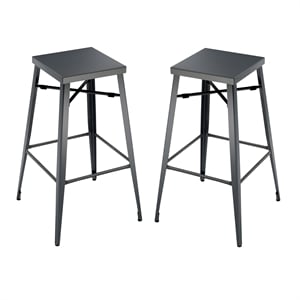 Bowery Hill 26-Inch Metal Bar Stool in Gunmetal (Set of 2)