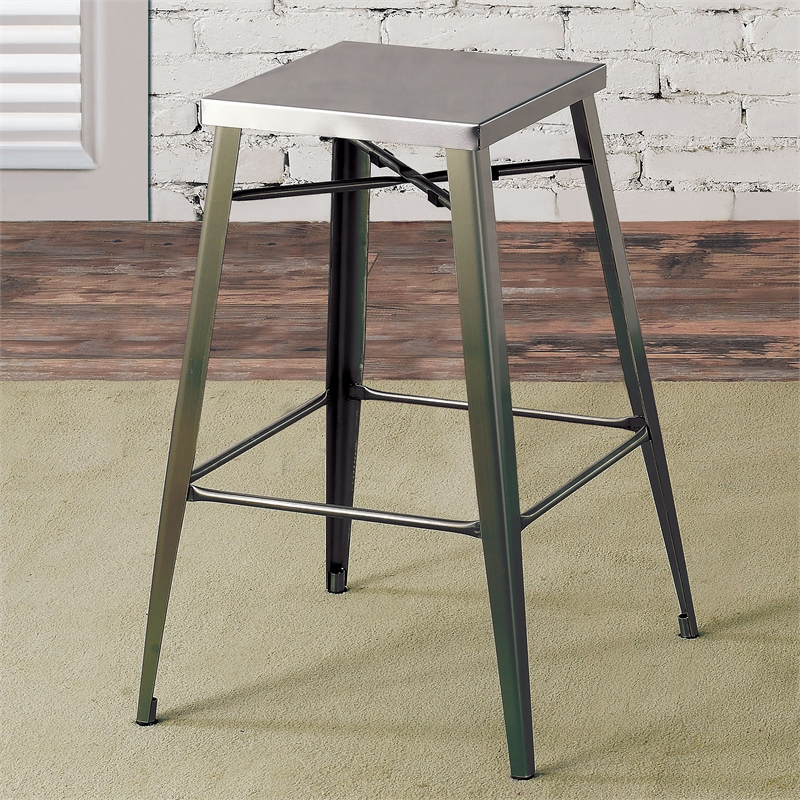 Bowery Hill 26-Inch Metal Bar Stool in Gunmetal (Set of 2)