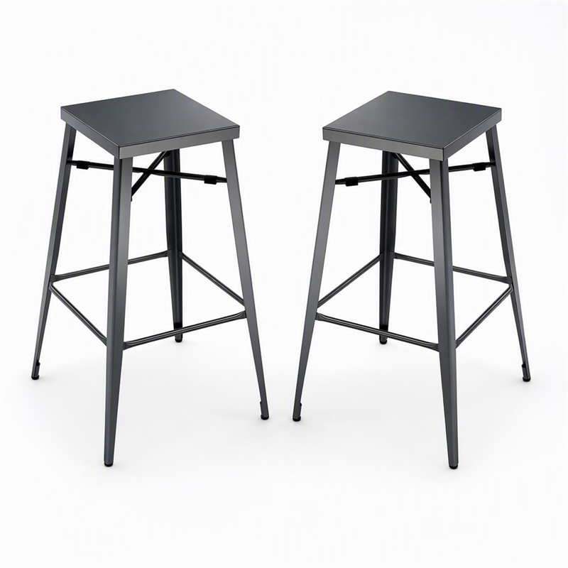Bowery Hill 26-Inch Metal Bar Stool in Gunmetal (Set of 2)