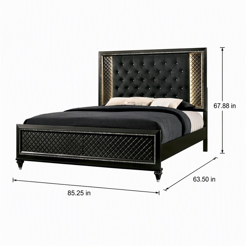 Bowery Hill Wood Tufted Panel Queen Bed in Metallic Gray