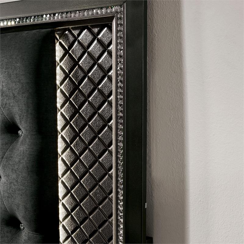 Bowery Hill Wood Tufted Panel Queen Bed in Metallic Gray