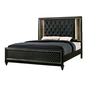 Bowery Hill Wood Tufted Panel Queen Bed in Metallic Gray