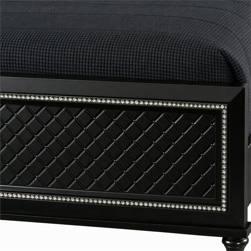 Bowery Hill Wood Tufted Panel Queen Bed in Metallic Gray