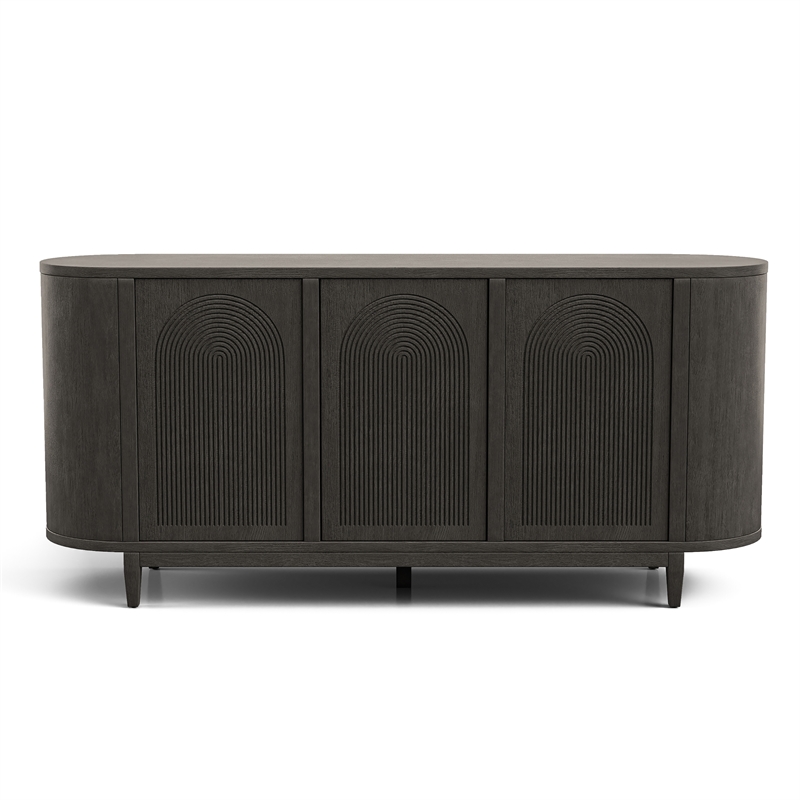 Bowery Hill Solid Wood 2-Door Server in Ash Gray