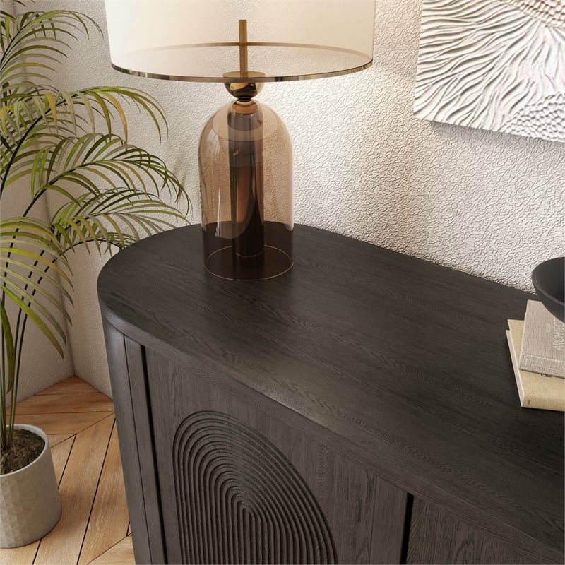 Bowery Hill Solid Wood 2-Door Server in Ash Gray
