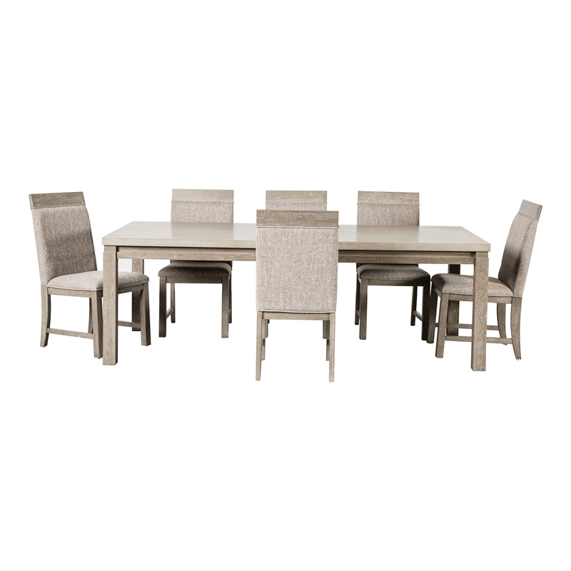 Bowery Hill 7-Piece Wood Dining Table Set in Grey and Stone Grey