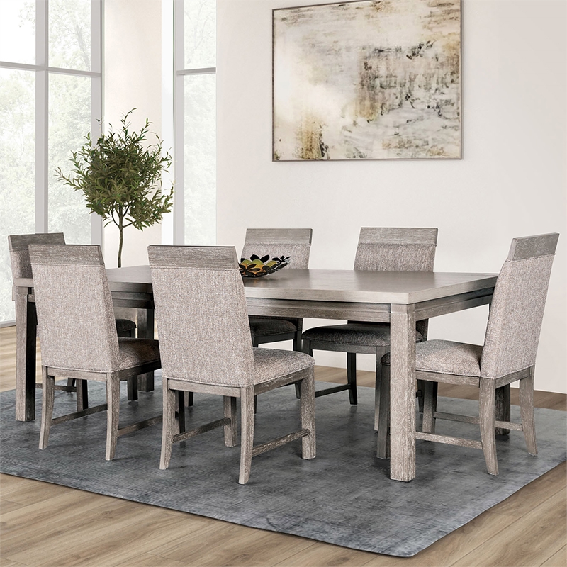 Bowery Hill 7-Piece Wood Dining Table Set in Grey and Stone Grey