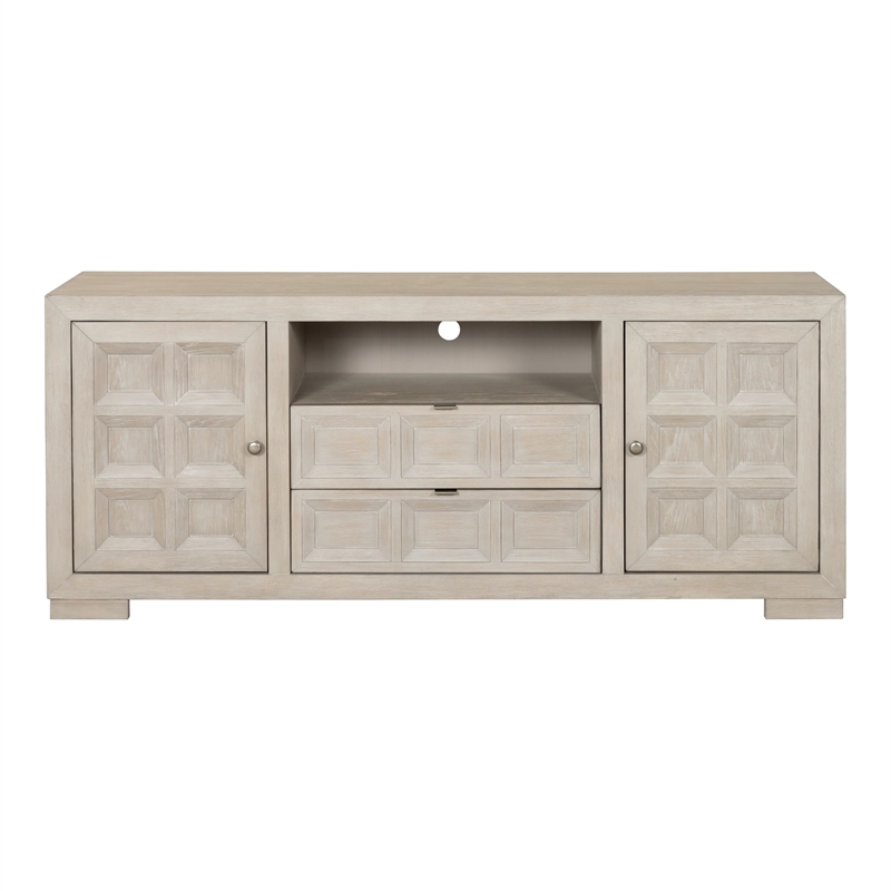 Bowery Hill Wood 2-Drawer TV Stand with Shelves in Tawny Brown