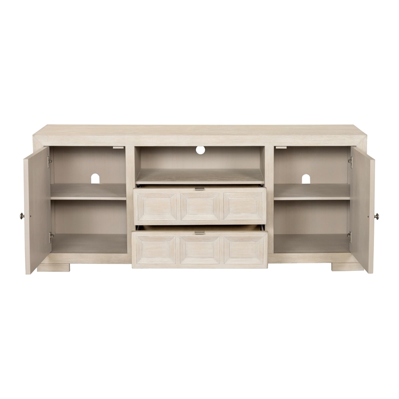 Bowery Hill Wood 2-Drawer TV Stand with Shelves in Tawny Brown